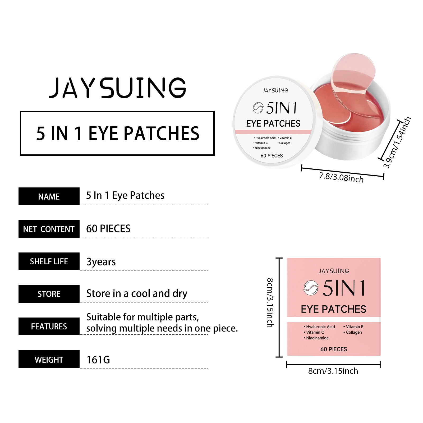 제이수잉 5-in-1 아이패치 장미향 히알루론산 & 콜 - Hyaluronic Acid Facial Serum 리뷰 및 가격